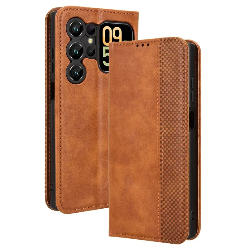 For Oukitel C62 / C62 Pro Leather Case Wallet Stand Retro Texture Phone Cover - Brown