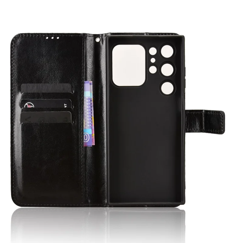 Чехол для Oukitel C62 / C62 Pro из искусственной кожи с ремешком, текстура "Crazy Horse", чехол-кошелек для телефона - черный