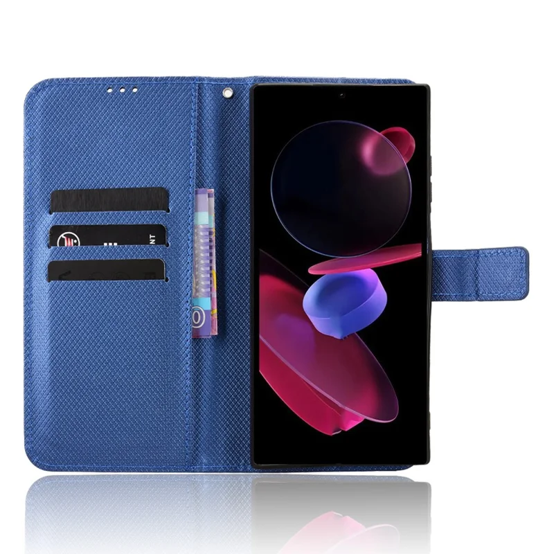 Für Oukitel C62 / C62 Pro Ledertasche mit Riemen Diamant-Textur Handyhülle - Blau