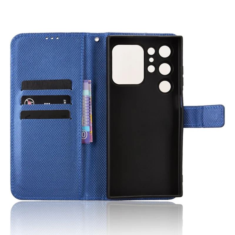 Für Oukitel C62 / C62 Pro Ledertasche mit Riemen Diamant-Textur Handyhülle - Blau