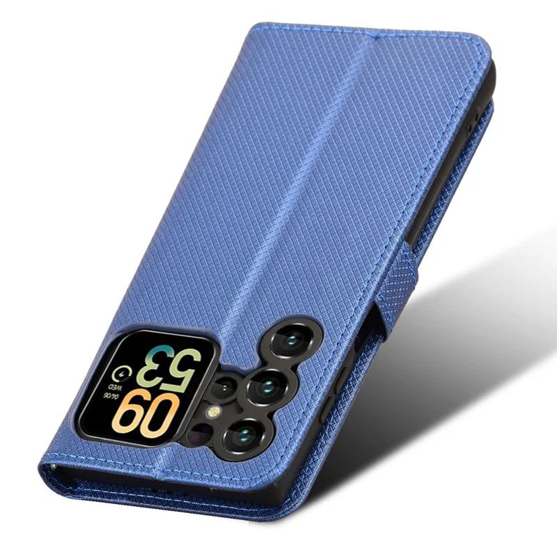 Für Oukitel C62 / C62 Pro Ledertasche mit Riemen Diamant-Textur Handyhülle - Blau