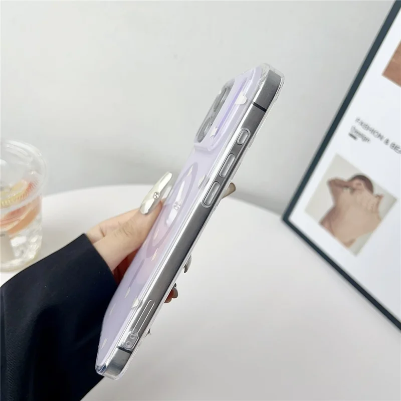 For iPhone 17 Pro Max Case Little Heart Pattern TPU + PC Protective Phone Cover Compatible with MagSafe - Purple