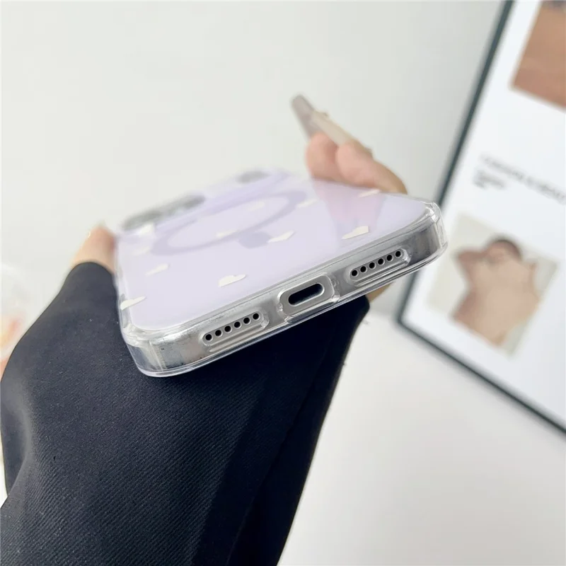 For iPhone 17 Pro Max Case Little Heart Pattern TPU + PC Protective Phone Cover Compatible with MagSafe - Purple