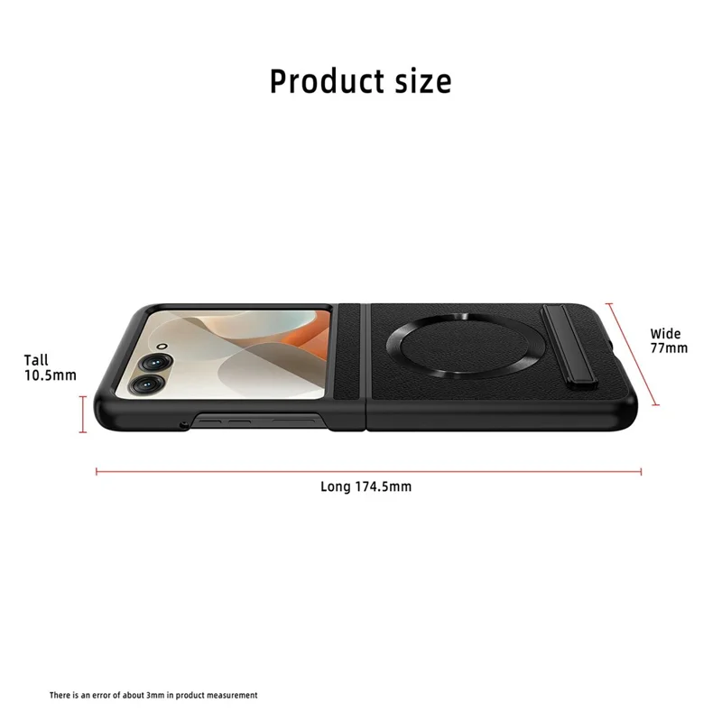 Per Motorola Razr 60 Custodia Compatibile con MagSafe Supporto per Cavalletto PC + Custodia in Pelle per Telefono con Pellicola per Schermo / Lente - Oro