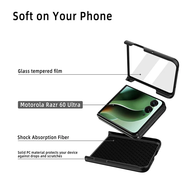 Funda para Motorola Razr 60 Ultra 5G compatible con MagSafe con soporte Funda de teléfono de PC + cuero con película de pantalla / lente - Oro