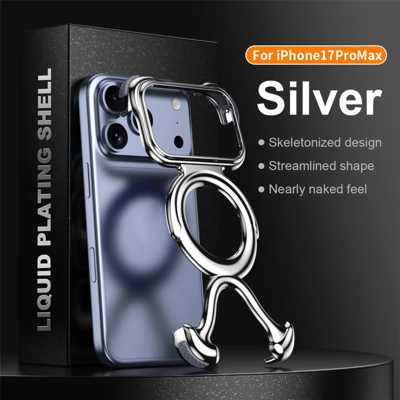 For iPhone 17 Pro Bumper Case Hard PC Magnetic Phone Cover Hollow Out Heat Dissipation - Silver