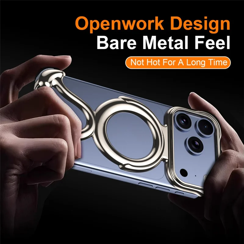 For iPhone 17 Pro Bumper Case Hard PC Magnetic Phone Cover Hollow Out Heat Dissipation - Silver