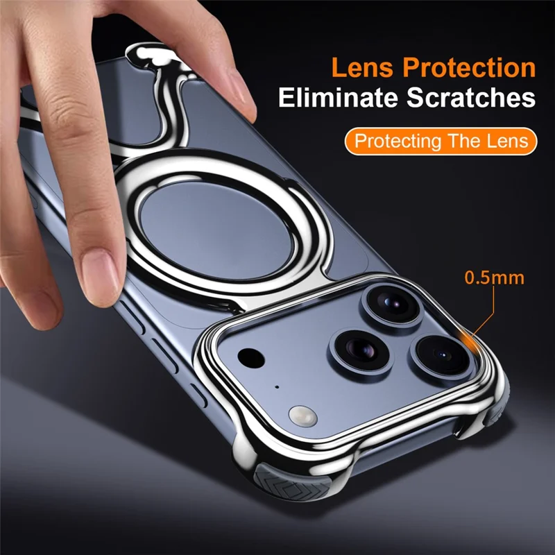 Étui de protection pour iPhone 17 Pro Max Bumper Case Hard PC Couverture de téléphone magnétique Aération - Argent