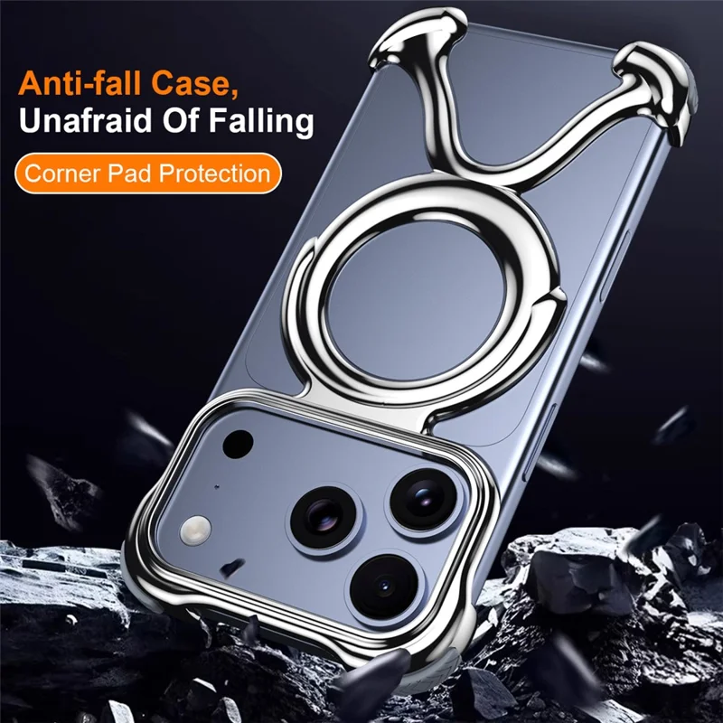 Étui de protection pour iPhone 17 Pro Max Bumper Case Hard PC Couverture de téléphone magnétique Aération - Argent