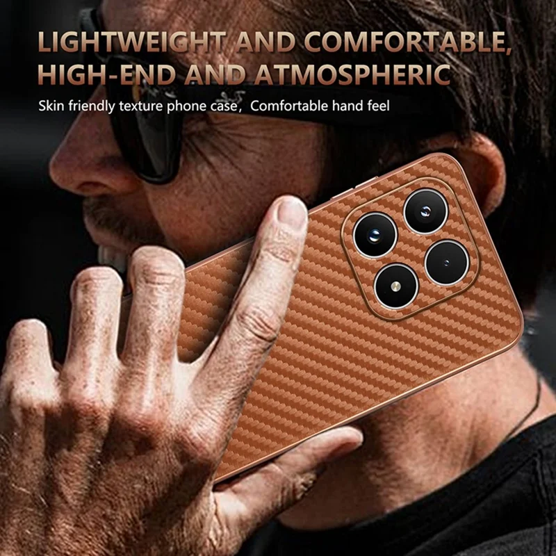 AZNS For Xiaomi 17 Case Electroplating Carbon Fiber Texture PU + TPU Phone Cover - Black