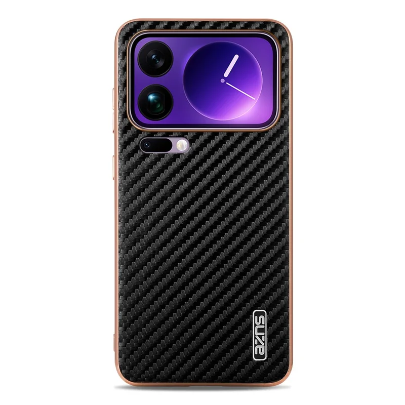 AZNS Para Xiaomi 17 Pro Max Case Eletroplatado Textura de Fibra de Carbono PU + TPU Capa de Telefone - Preto