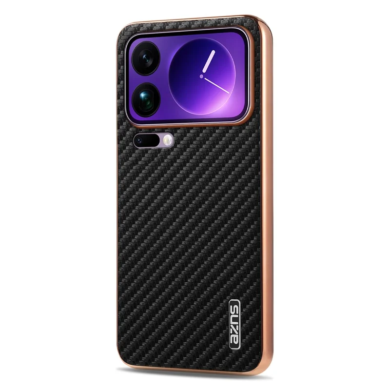 AZNS Para Xiaomi 17 Pro Max Case Eletroplatado Textura de Fibra de Carbono PU + TPU Capa de Telefone - Preto