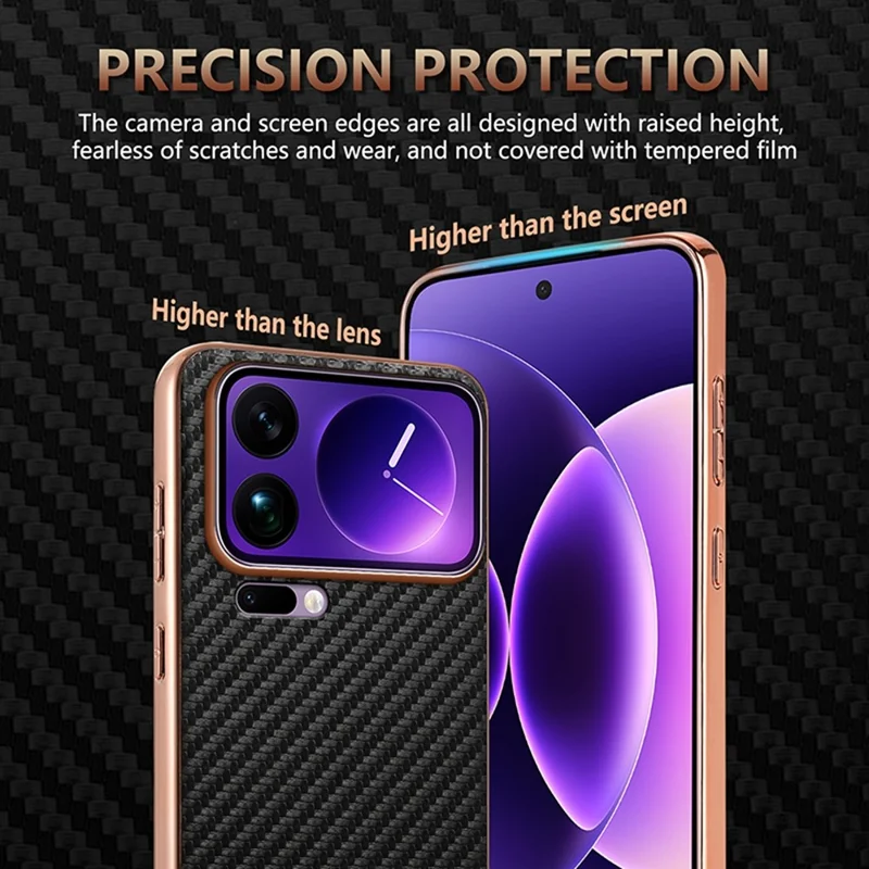 AZNS Para Xiaomi 17 Pro Max Case Eletroplatado Textura de Fibra de Carbono PU + TPU Capa de Telefone - Preto