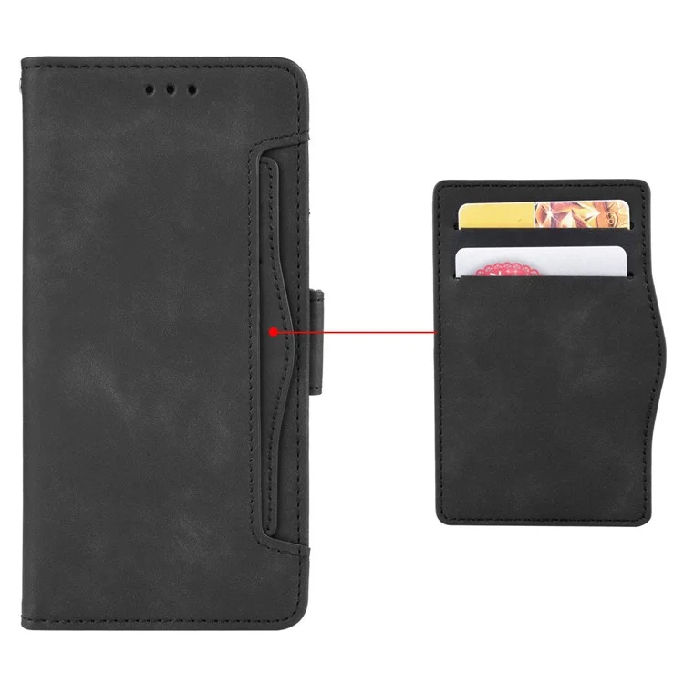 Magnetverschluss Handyhülle für Motorola Moto G72 4G, sturzsichere PU-Leder Flip-Geldbörse Ständer mit mehreren Kartenfächern - Schwarz