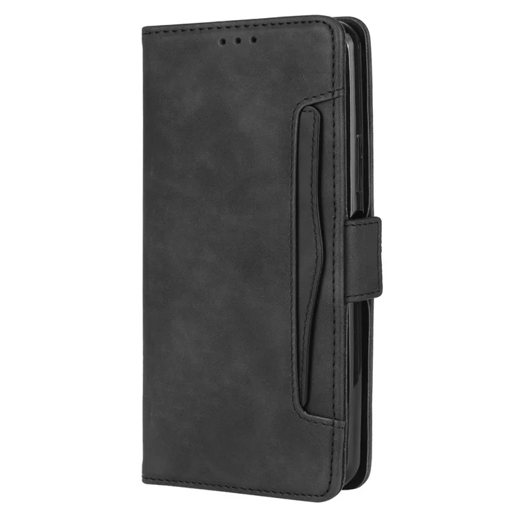 Magnetverschluss Handyhülle für Motorola Moto G72 4G, sturzsichere PU-Leder Flip-Geldbörse Ständer mit mehreren Kartenfächern - Schwarz