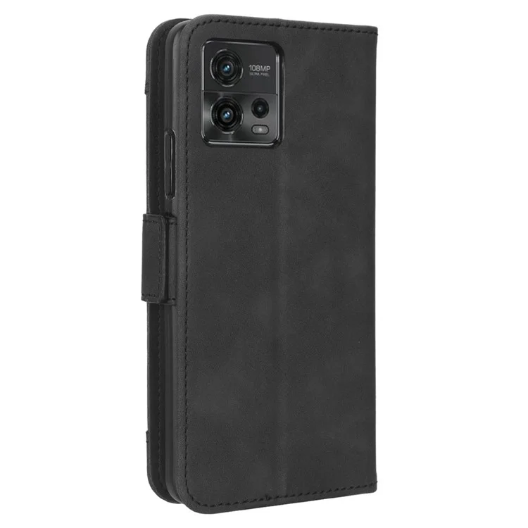 Magnetverschluss Handyhülle für Motorola Moto G72 4G, sturzsichere PU-Leder Flip-Geldbörse Ständer mit mehreren Kartenfächern - Schwarz