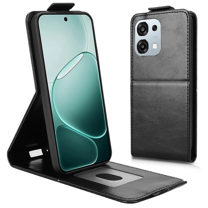 Stand Case For Oppo A6 Pro 5G  /  4G  /  F31 5G Magnetic Clasp Vertical Flip Leather Phone Cover with Card Holder - Black