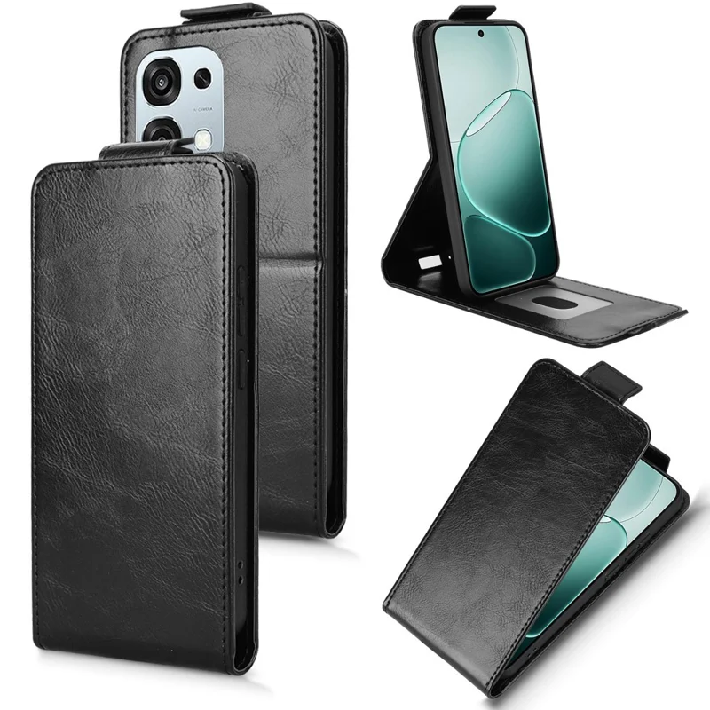 Stand Case For Oppo A6 Pro 5G  /  4G  /  F31 5G Magnetic Clasp Vertical Flip Leather Phone Cover with Card Holder - Black
