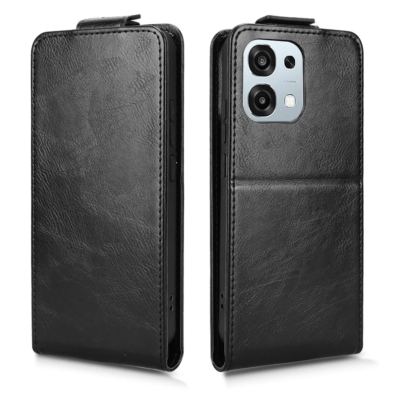 Stand Case For Oppo A6 Pro 5G  /  4G  /  F31 5G Magnetic Clasp Vertical Flip Leather Phone Cover with Card Holder - Black