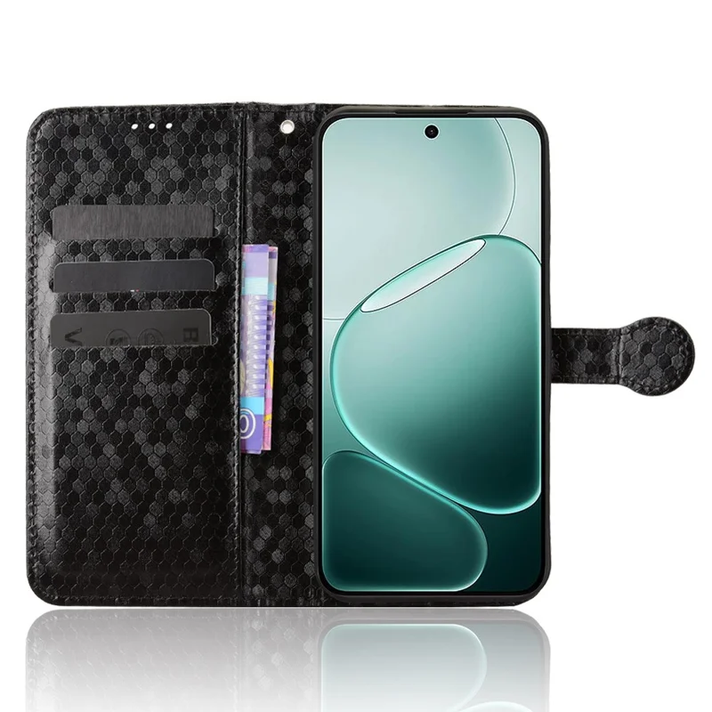 Wallet Case For Oppo A6 Pro 5G  /  4G  /  F31 5G Dot Pattern Imprint PU Leather Phone Cover with Wrist Strap - Black