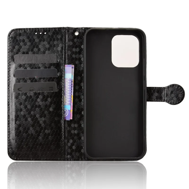 Wallet Case For Oppo A6 Pro 5G  /  4G  /  F31 5G Dot Pattern Imprint PU Leather Phone Cover with Wrist Strap - Black