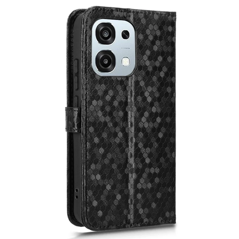 Wallet Case For Oppo A6 Pro 5G  /  4G  /  F31 5G Dot Pattern Imprint PU Leather Phone Cover with Wrist Strap - Black