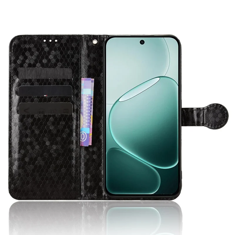 Per Oppo F13 Pro 5G / A6 Pro 5G (Cina) Custodia Portafoglio Motivo a Pois Impresso in Pelle PU Cover per Telefono con Cinturino per Polso - Nero