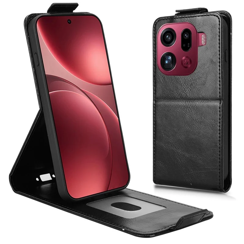 Per Oppo Find X9 Pro 5G Custodia Stand Fermaglio Magnetico Flip Verticale Cover in Pelle con Porta Carte - Nero