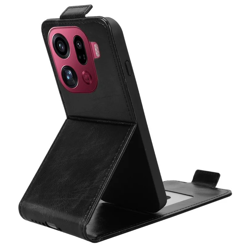 Per Oppo Find X9 Pro 5G Custodia Stand Fermaglio Magnetico Flip Verticale Cover in Pelle con Porta Carte - Nero