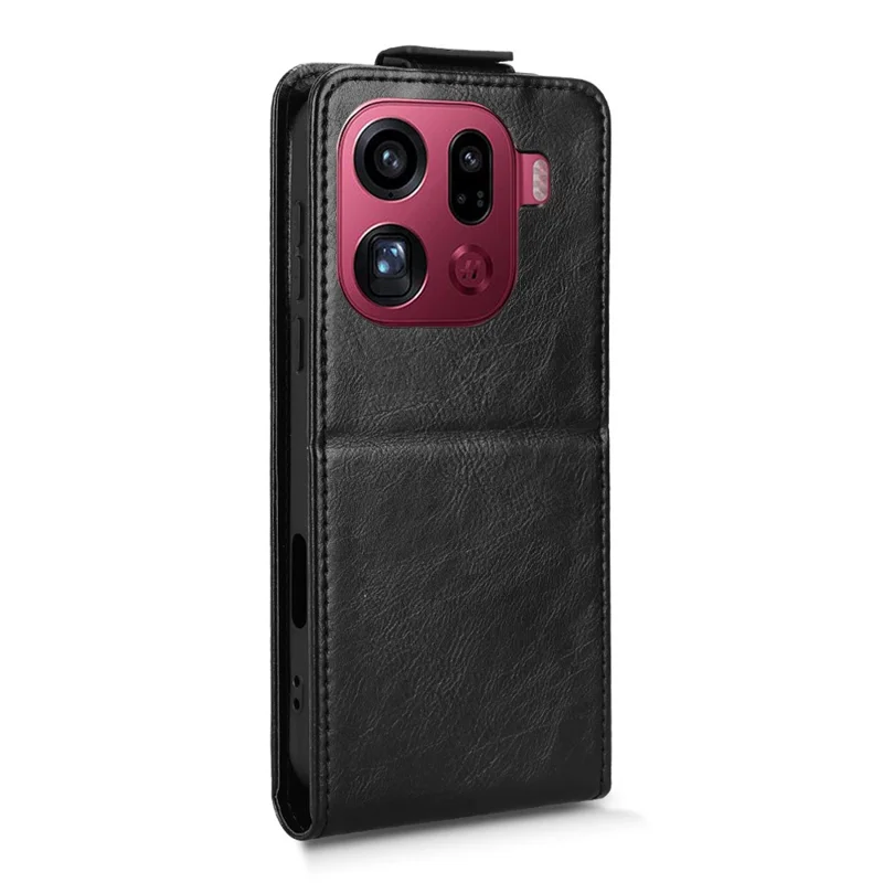 Per Oppo Find X9 Pro 5G Custodia Stand Fermaglio Magnetico Flip Verticale Cover in Pelle con Porta Carte - Nero