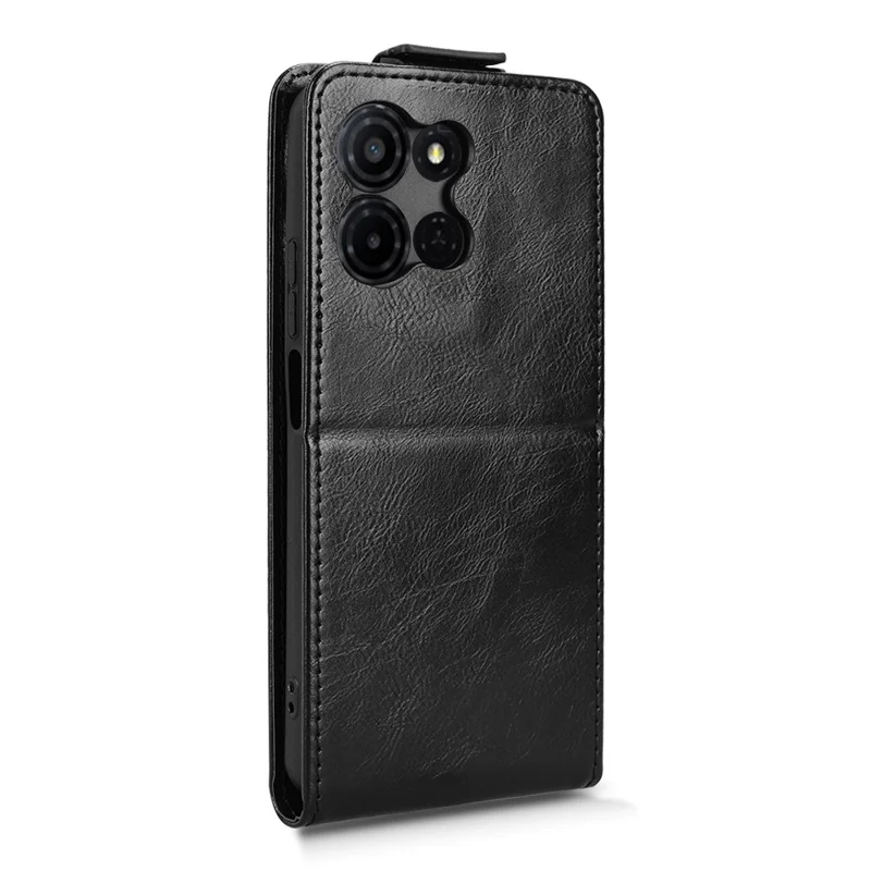 För TCL K33 5G / K32 5G ställfodral med magnetisk spänne, vertikalt vikfodral i läder med kortficka - Svart