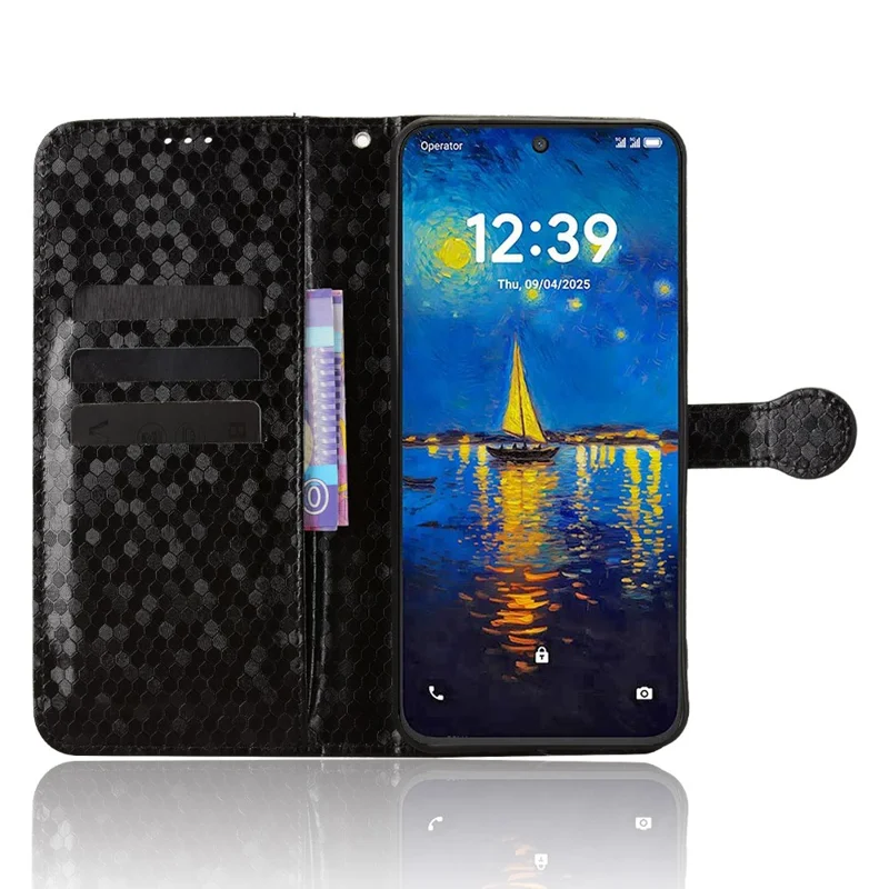 For TCL NxtPaper 60 Ultra 5G Wallet Case Dot Pattern Imprint PU Leather Phone Cover with Wrist Strap - Black