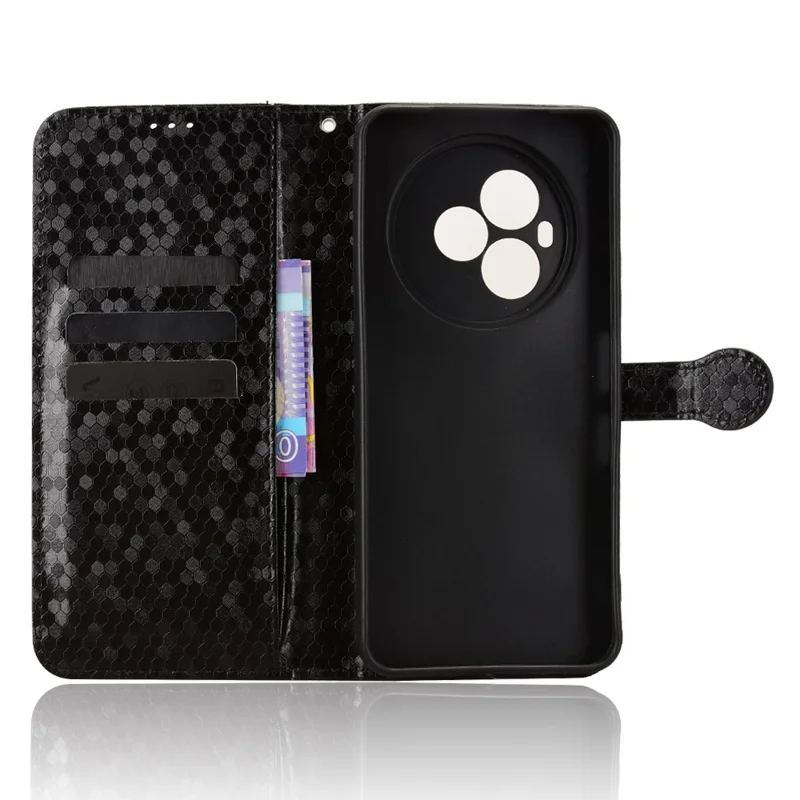 For TCL NxtPaper 60 Ultra 5G Wallet Case Dot Pattern Imprint PU Leather Phone Cover with Wrist Strap - Black