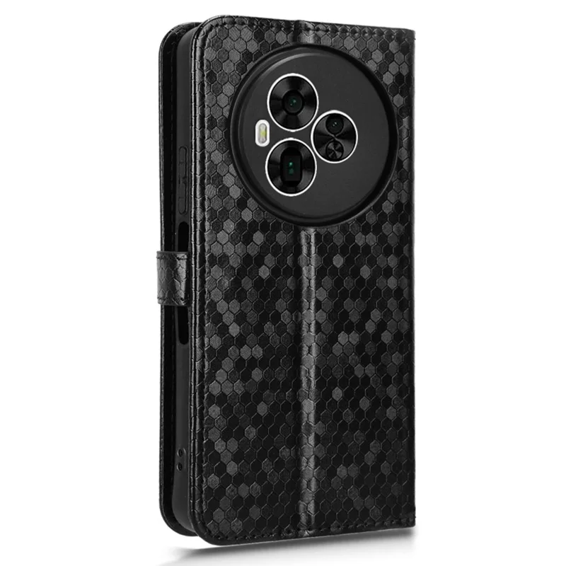 For TCL NxtPaper 60 Ultra 5G Wallet Case Dot Pattern Imprint PU Leather Phone Cover with Wrist Strap - Black