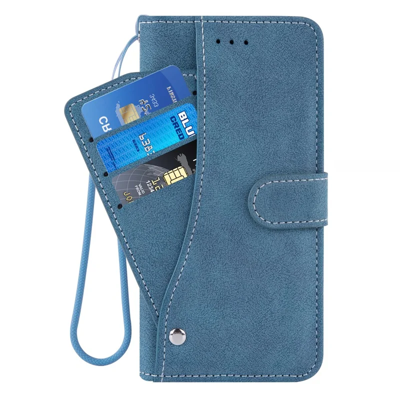 iPhone 17 Hülle Retro PU-Leder Brieftasche Telefonabdeckung mit rotierenden Kartenschlitzen Halter - Blau
