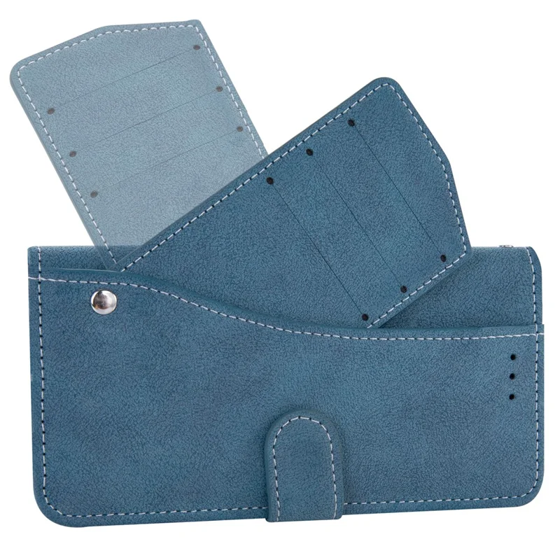 iPhone 17 Pro Hülle Retro PU-Leder Brieftasche Handyhülle mit rotierenden Kartenschlitzen - Blau