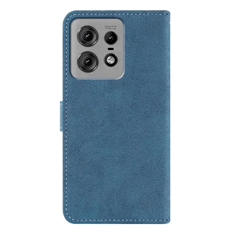 For Motorola Edge 50 Pro 5G Case Retro PU Leather Wallet Phone Cover with Rotating Card Slots Holder - Blue