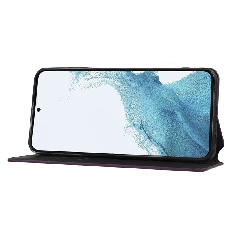 Full Protection Back Cover For Samsung Galaxy S23+ Rhombus Pattern Imprinted PU Leather Flip Folio Phone Case Wallet Stand - Purple