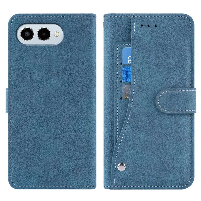 For T-Mobile REVVL 8 / T Phone 3 Case Retro PU Leather Wallet Phone Cover with Rotating Card Slots Holder - Blue