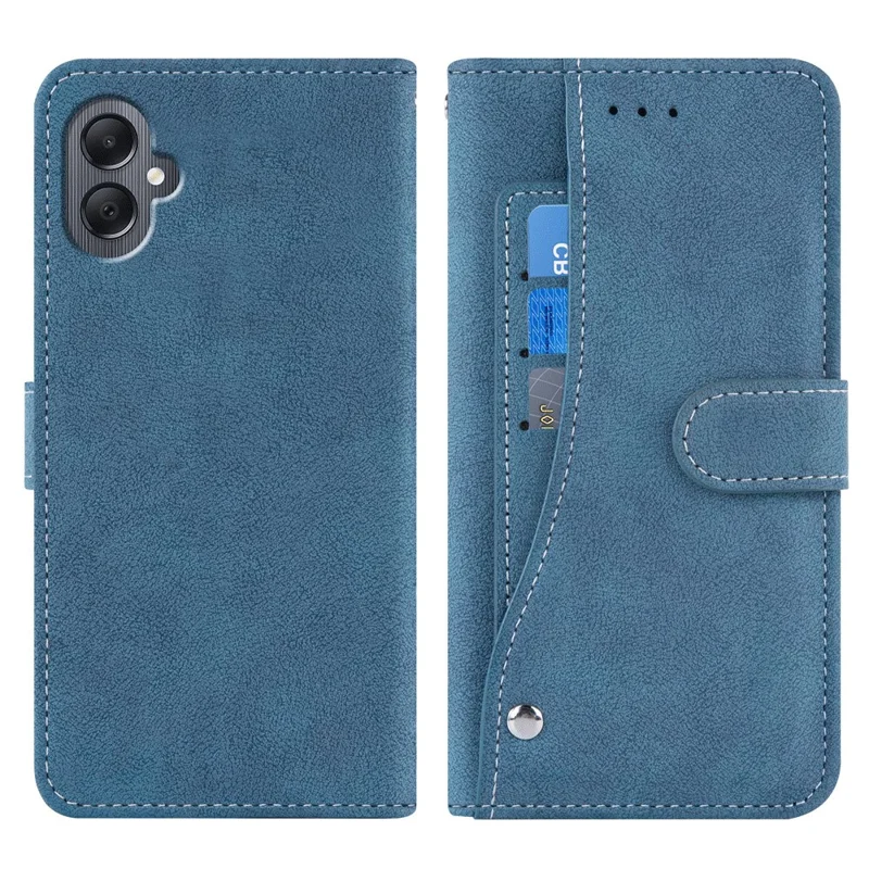 For Samsung Galaxy A06 4G Case Retro PU Leather Wallet Phone Cover with Rotating Card Slots Holder - Blue
