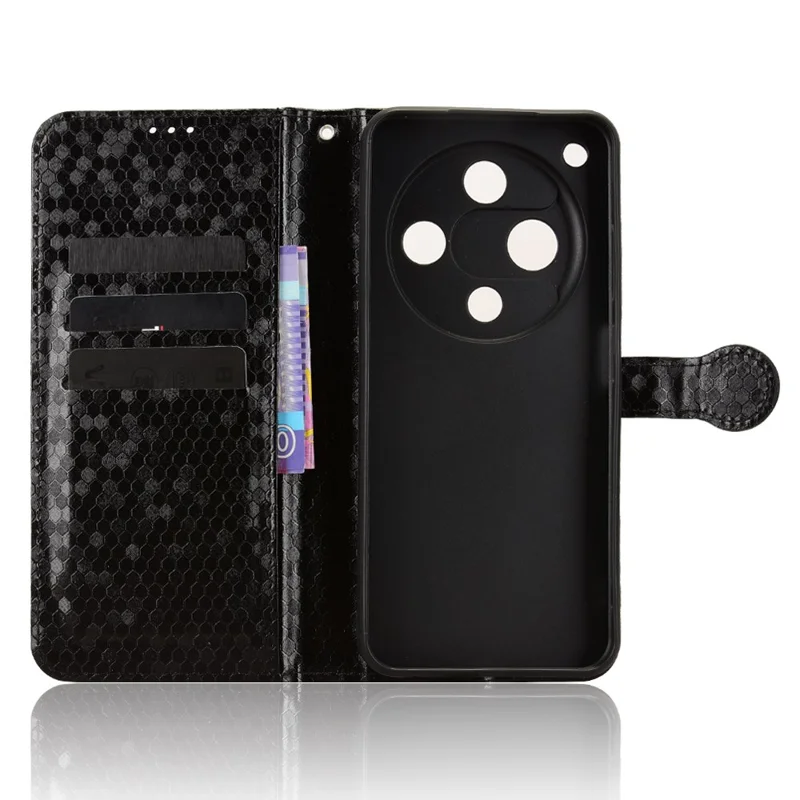 For ZTE nubia Focus 2 5G Wallet Case Dot Pattern Imprint PU Leather Phone Cover with Wrist Strap - Black