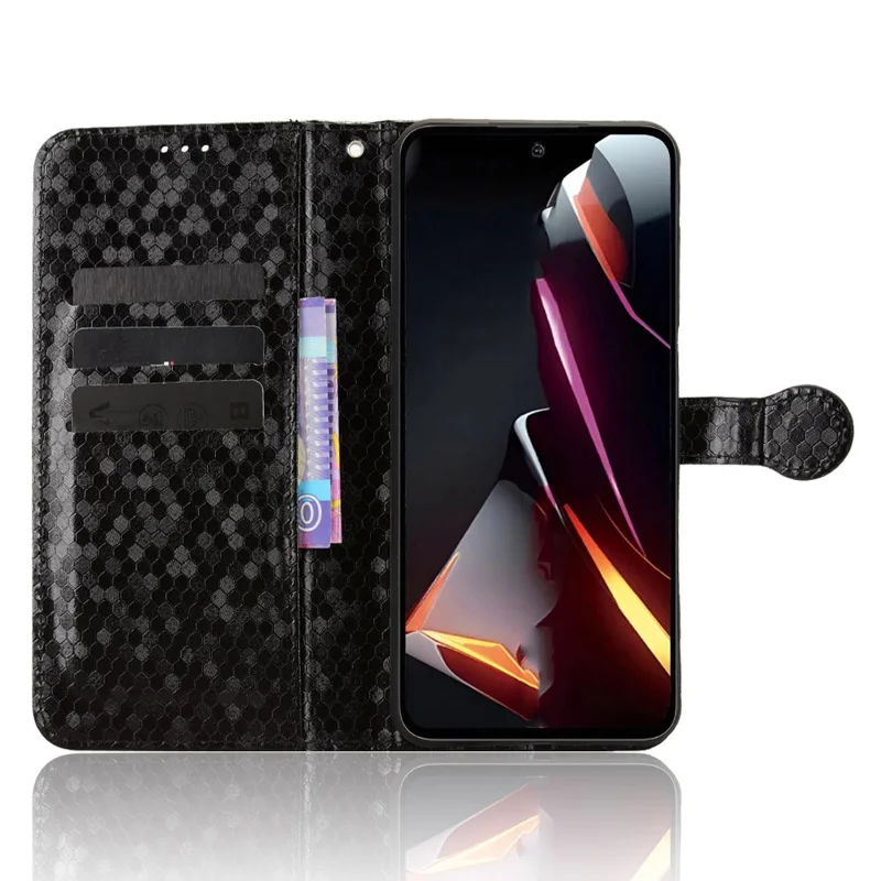 For ZTE nubia Neo 2 5G Wallet Case Dot Pattern Imprint PU Leather Phone Cover with Wrist Strap - Black