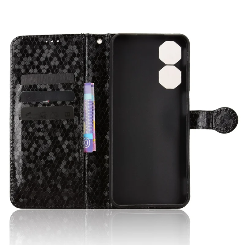 For ZTE nubia Neo 2 5G Wallet Case Dot Pattern Imprint PU Leather Phone Cover with Wrist Strap - Black