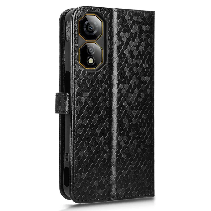 For ZTE nubia Neo 2 5G Wallet Case Dot Pattern Imprint PU Leather Phone Cover with Wrist Strap - Black
