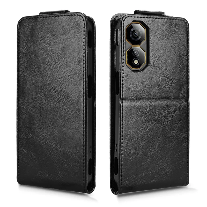 For ZTE nubia Neo 2 5G Stand Case Magnetic Clasp Vertical Flip Leather Phone Cover with Card Holder - Black