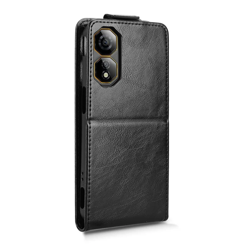 For ZTE nubia Neo 2 5G Stand Case Magnetic Clasp Vertical Flip Leather Phone Cover with Card Holder - Black