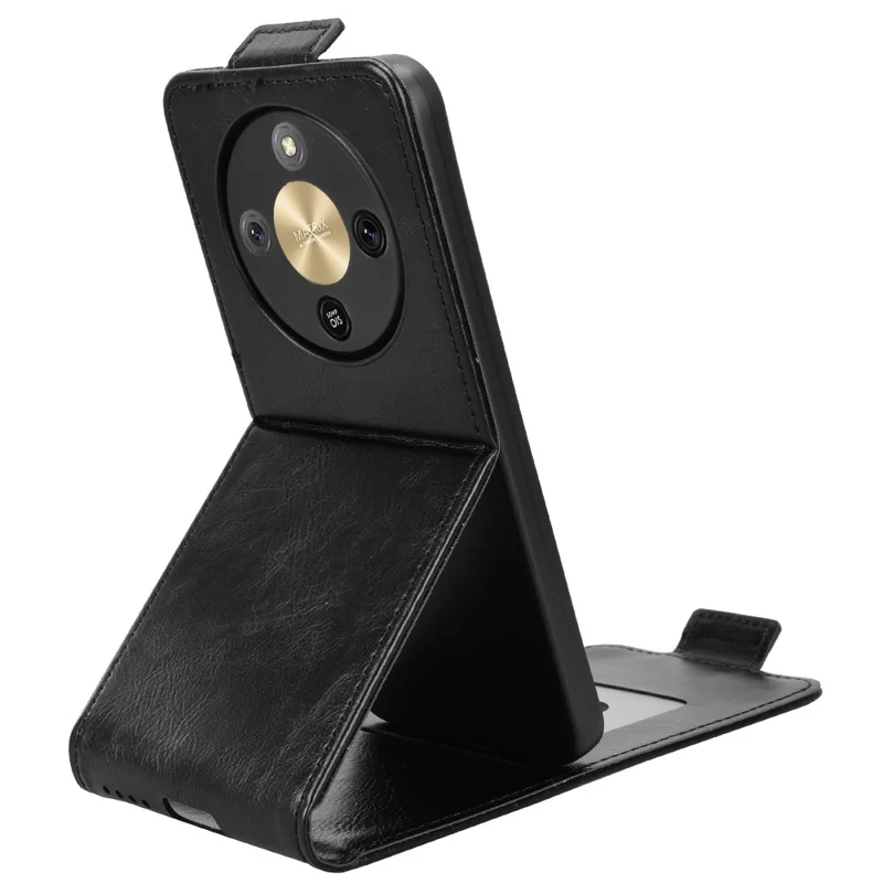 Para Honor X70 5G / X9d 5G Capa de Suporte Magnética Vertical Flip Leather Phone com Porta-Cartões - Preto