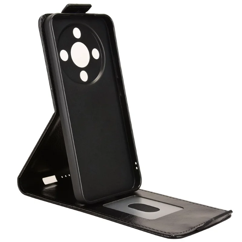 Para Honor X70 5G / X9d 5G Capa de Suporte Magnética Vertical Flip Leather Phone com Porta-Cartões - Preto