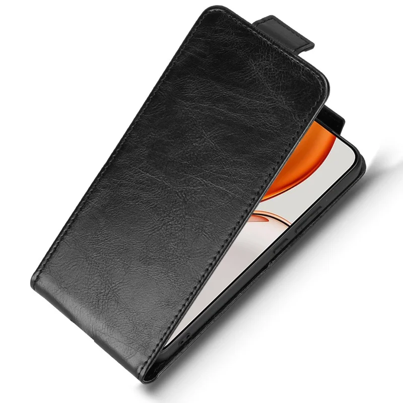 Para Honor X70 5G / X9d 5G Capa de Suporte Magnética Vertical Flip Leather Phone com Porta-Cartões - Preto