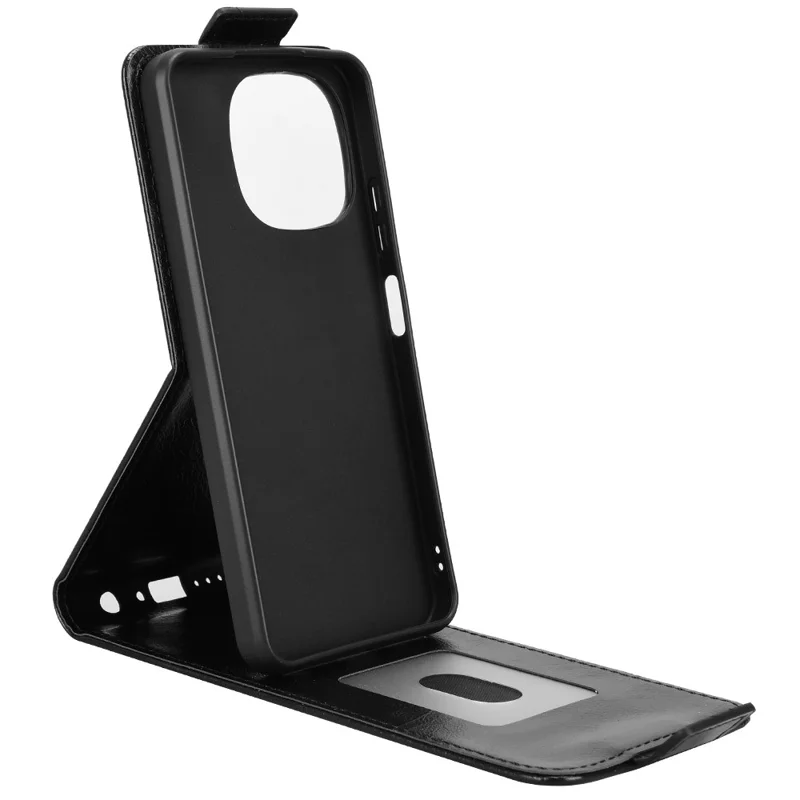 For Blackview Color 6 Stand Case Magnetic Clasp Vertical Flip Leather Phone Cover with Card Holder - Black